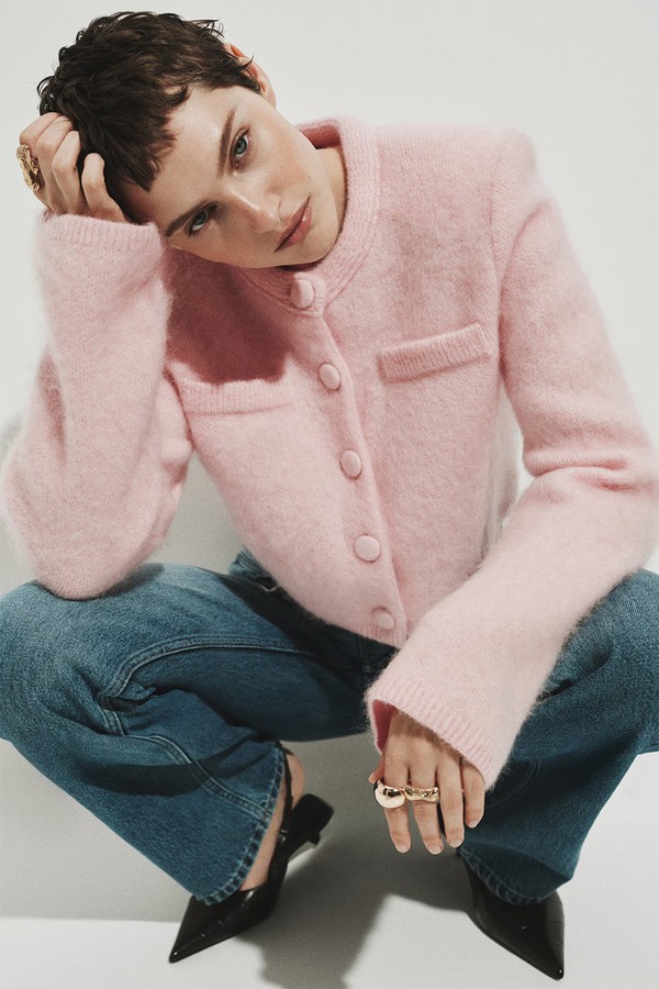 Mohair-Blend Shoulder-Pad Cardigan from H&M