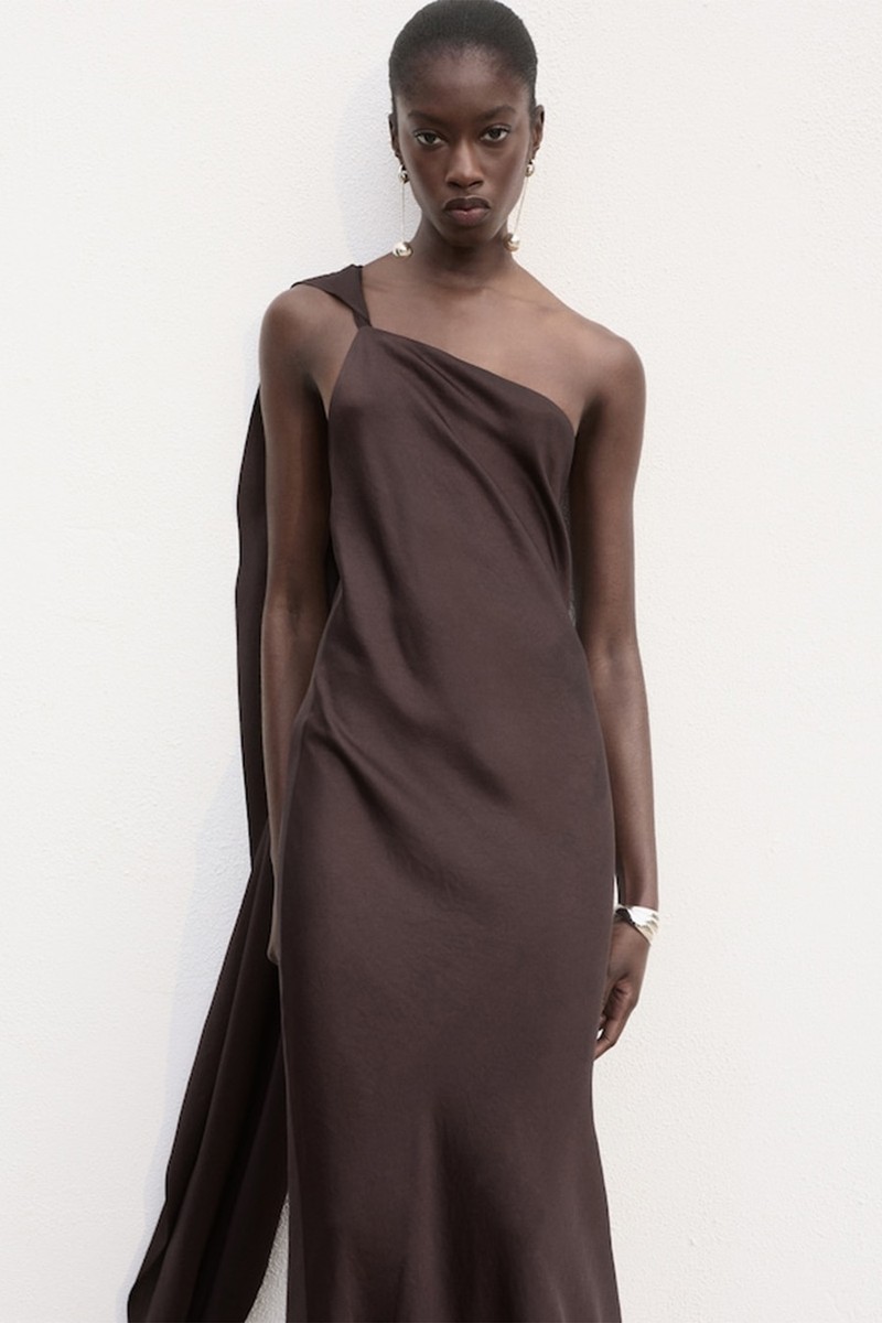 Asymmetrical Satin Dress from MANGO