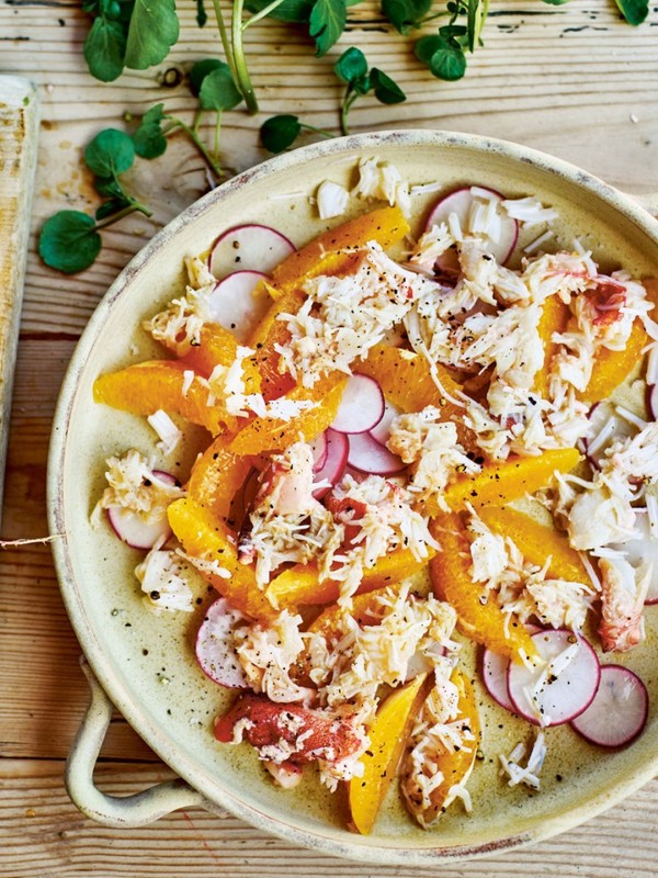 Crab With Radishes, Orange & Watercress