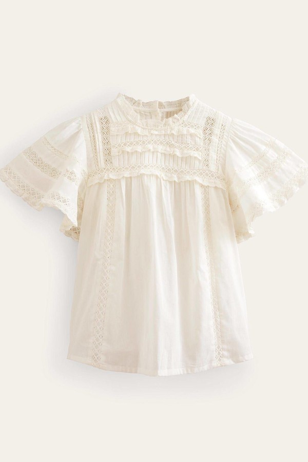 Flutter Sleeve Trim Detail Top