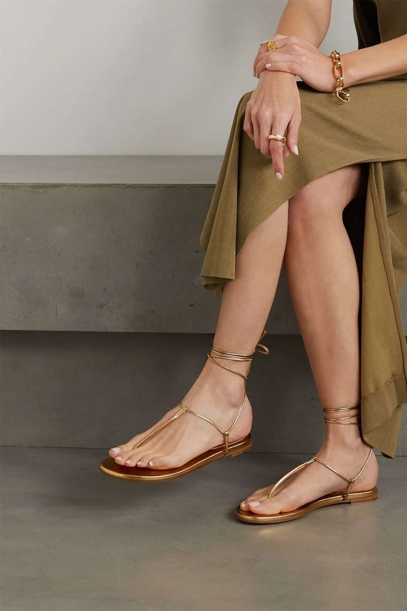 Gwyneth Metallic Leather Sandals, £560 | Gianvito Rossi