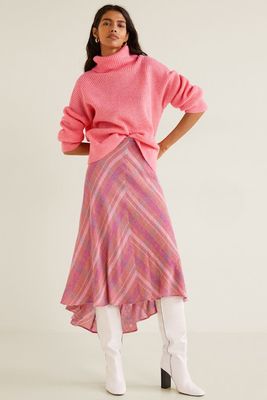Checkered Asymmetric Skirt from Mango