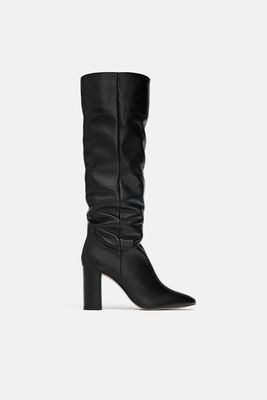 High Heel Leather Boots from Zara