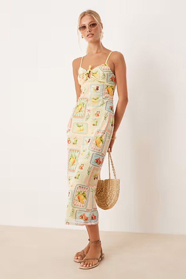 Mesh Cami Drawstring Front Midi Dress from ASOS DESIGN
