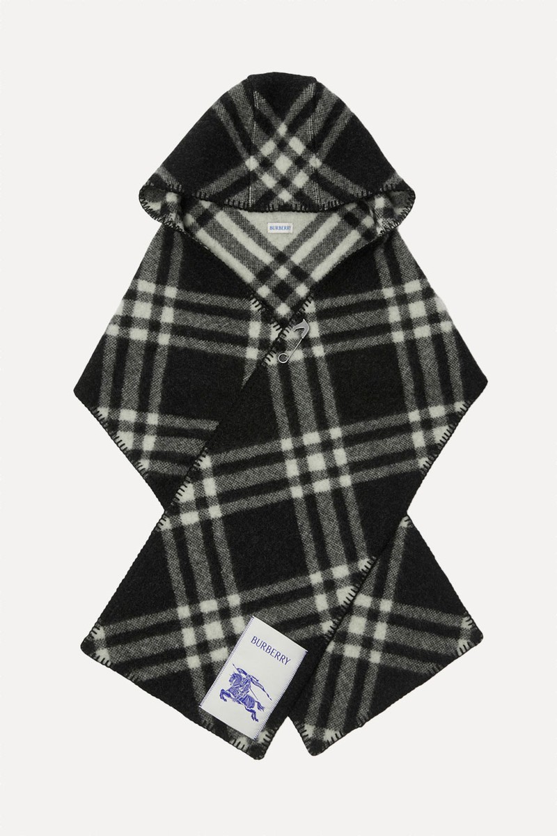Check Wool Hooded Scarf from Burberry