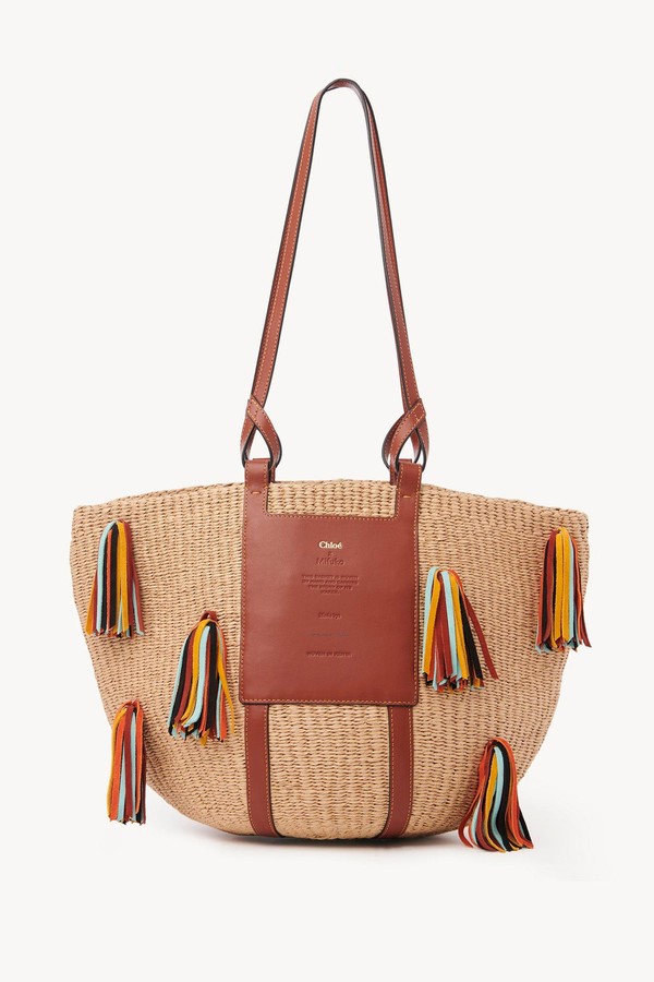 X Mifuko Rainbow Tassels Raffia Basket Bag from Chloé