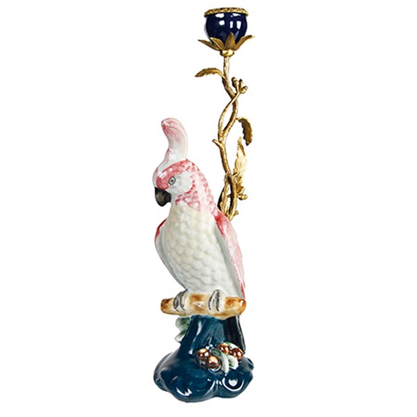 Ceramic & Brass Cockatoo Candle Holder from Rockett St George