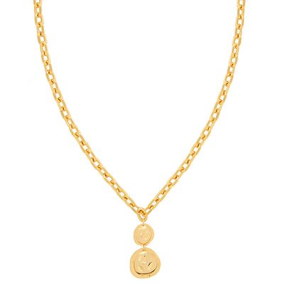 Coin Pendant Chunky Necklace In Gold