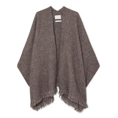 Fringed Melange Alpaca & Pima Cotton Blend Wrap from Laura Manoogain