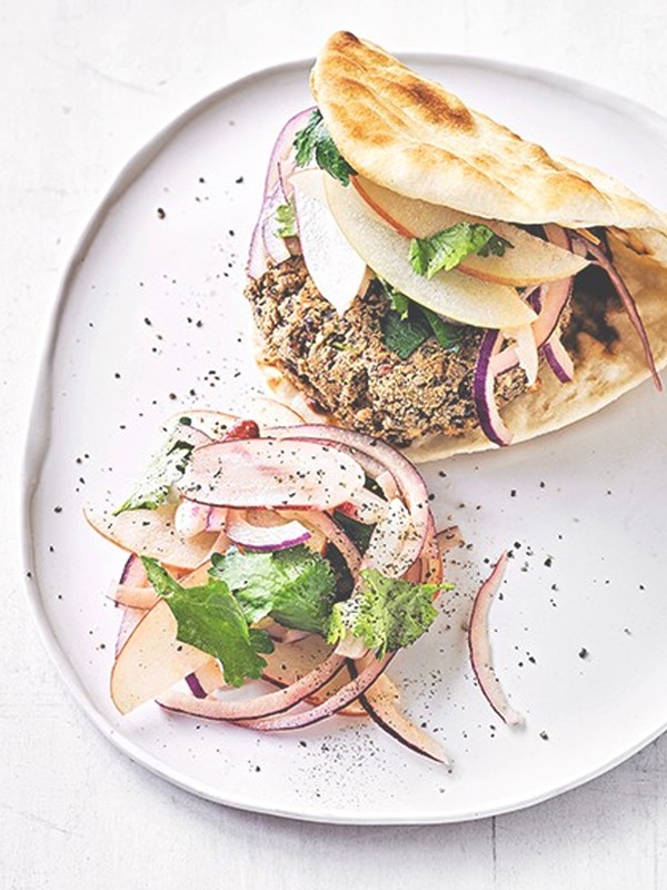 Tofu & Bean Burgers With Radish Apple Slaw
