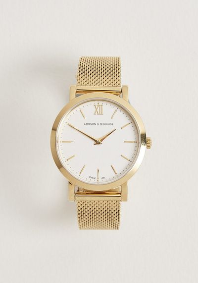 Lugano Milanese 33MM Gold Satin-White from Larsson & Jennings