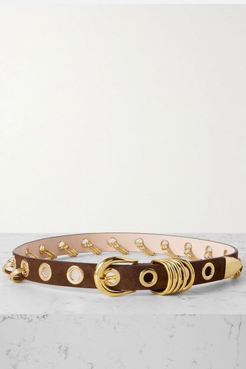 Revenge Eyelet-Embellished Suede Belt from Déhanche