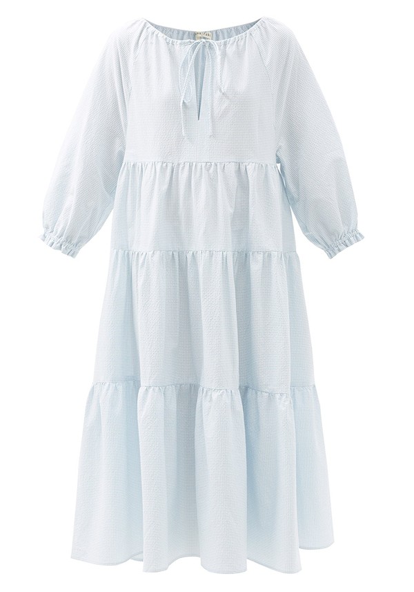 Josefina Tiered Checked Midi Dress from Casa Raki