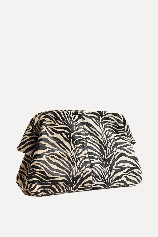 Hair On Leather Zebra Clutch Bag from river island