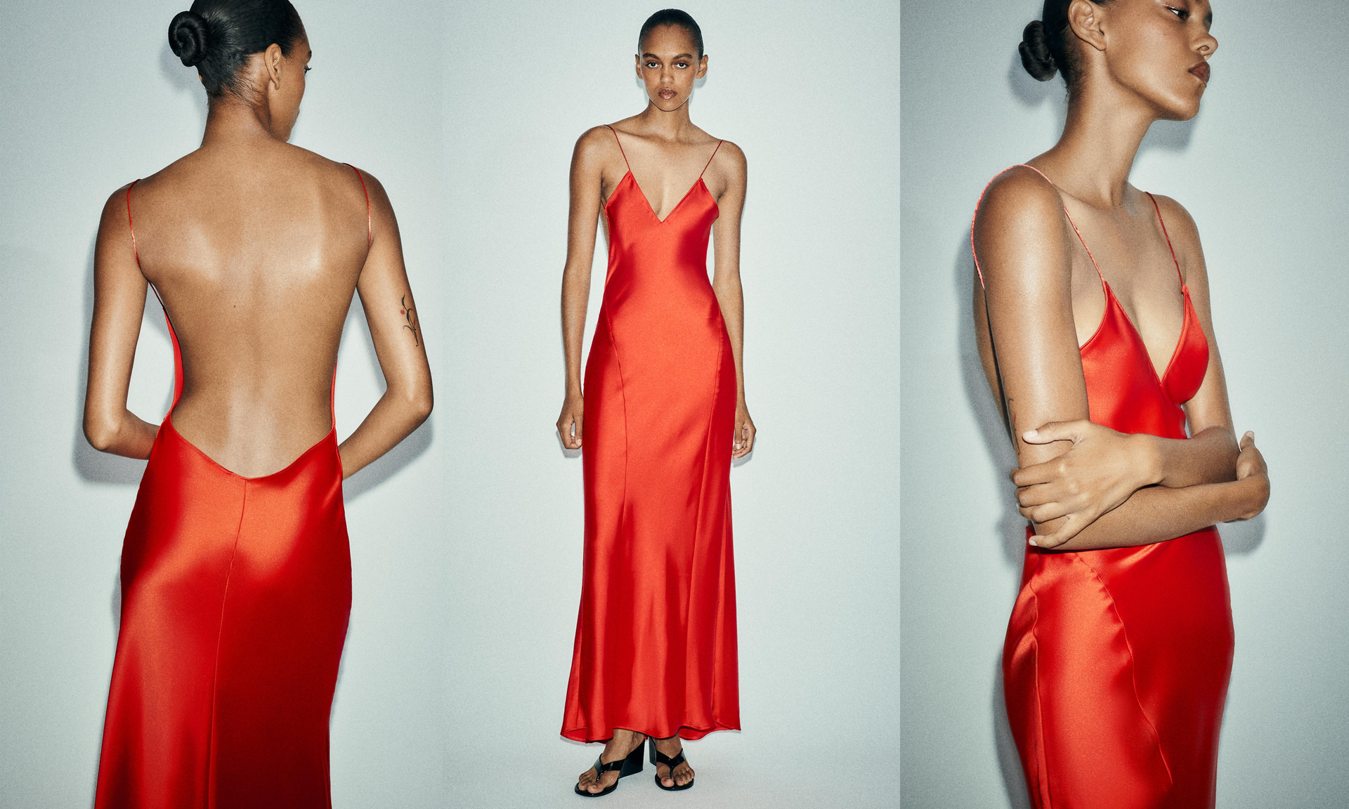 Open Back Long Satin Dress from Zara