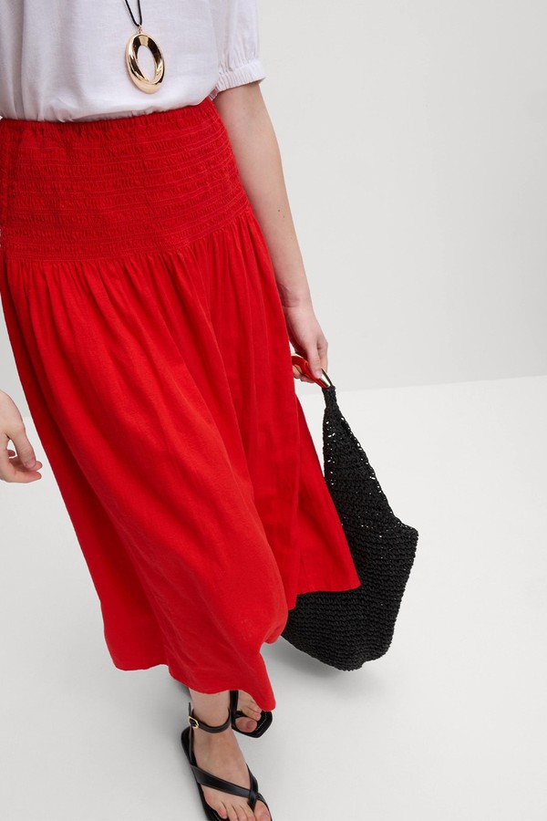 Linen Rich Maxi A-Line Skirt