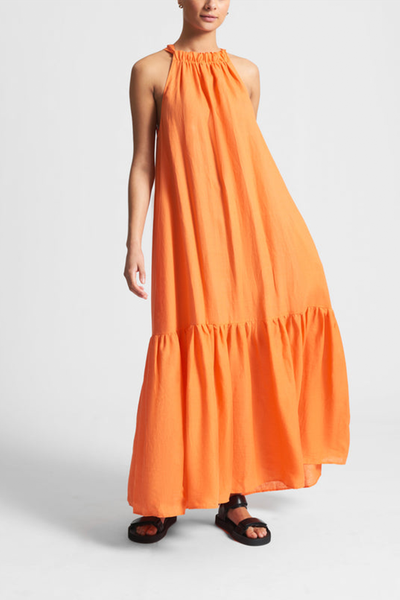 Ibiza Papaya Organic Linen Maxi Dress, £380 | Asceno