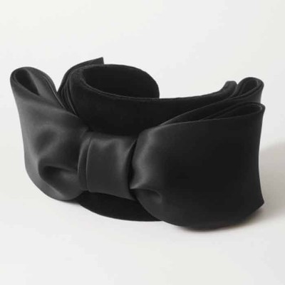 Bow-Detailed Silk Satin-Trimmed Velvet Headband from Prudence Millinery