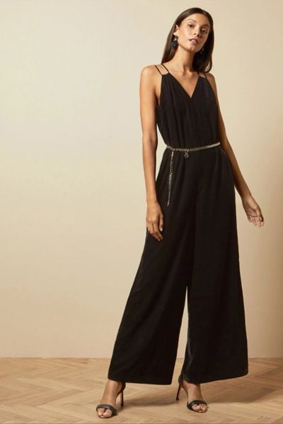 Nellieh Wide Leg Velvet Jumpsuit