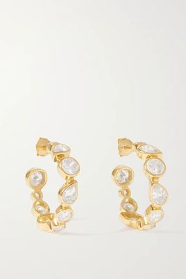 Offset Gold-Plated Cubic Zirconia Hoop Earrings from Completedworks
