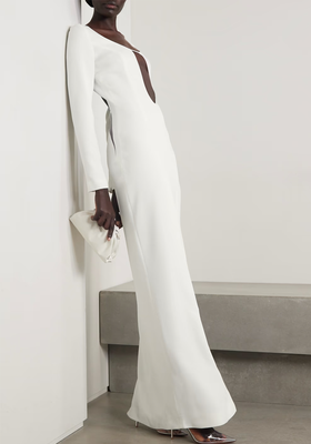 Cutout Mesh-Trimmed Crepe Gown from Mônot