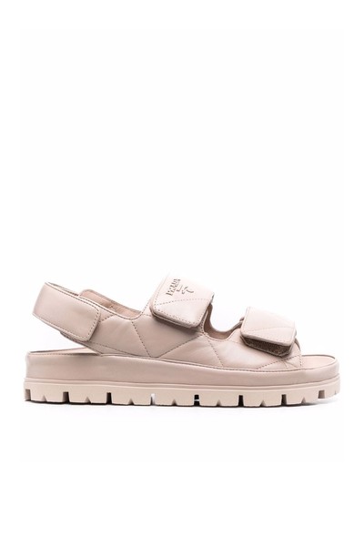 Logo-Plaque Leather Sandals from Prada