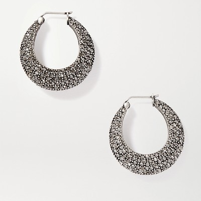 Silver Tone Crystal Hoop Earrings from Etro