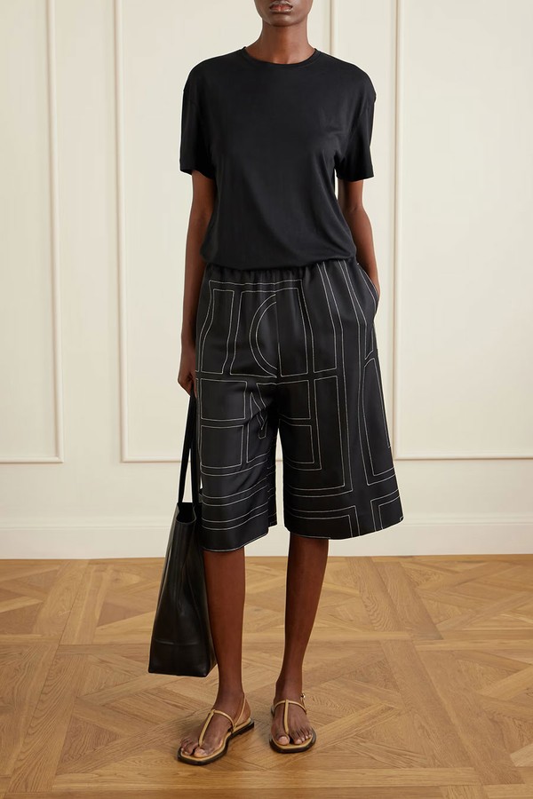 Embroidered Silk Shorts from Toteme