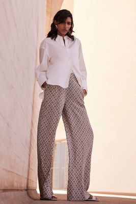 Brown Print Wide Trousers