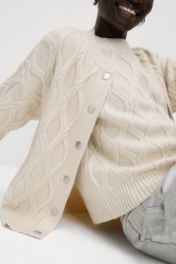 Cable Knit Cloud-Yarn Bomber Cardigan from Marks & Spencer