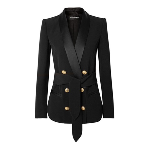 Belted Double-Breasted Crepe Blazer from Balmain