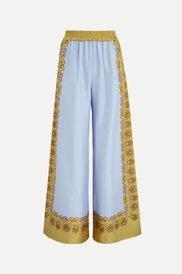 Palazzo Printed Silk-Satin Trousers  from La Double J