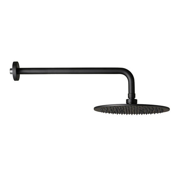 Noir Matt Black 300mm Shower Head & Wall Arm