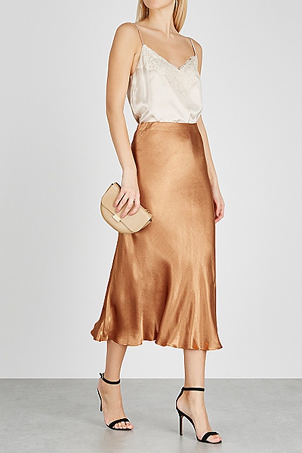 Lana Caramel Satin Midi Skirt from Bec & Bridge