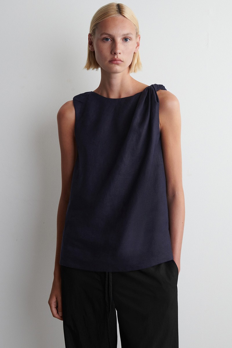 Twisted-Detail Linen Top