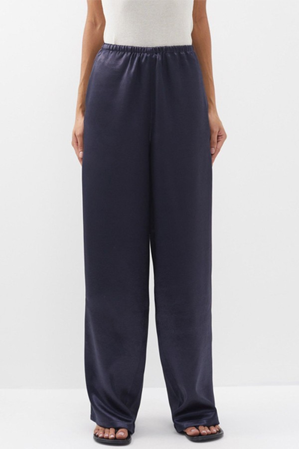 Summer Satin Wide-Leg Trousers from Tibi