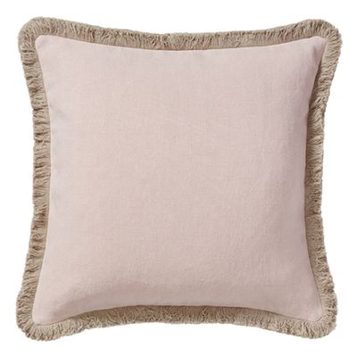 Stonewashed Linen Cushion Cover With Fringing from Oka