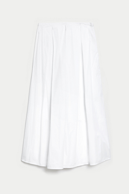 Pure Cotton Box Pleat Midaxi A-Line Skirt from M&S