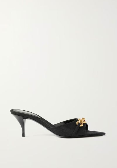 Le Maillon Embellished Logo-Jacquard Twill Mules from Saint Laurent