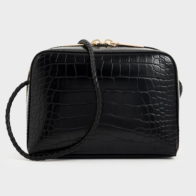 Croc-Effect Mini Rectangular Crossbody Bag from Charles & Keith