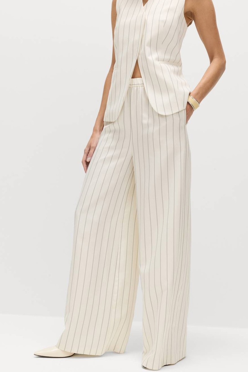 Pinstripe Wide Leg Trousers