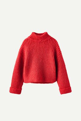 Knit Wrap Collar Sweater 