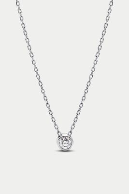 Era Bezel Sterling Silver Lab-grown Diamond Pendant Necklace