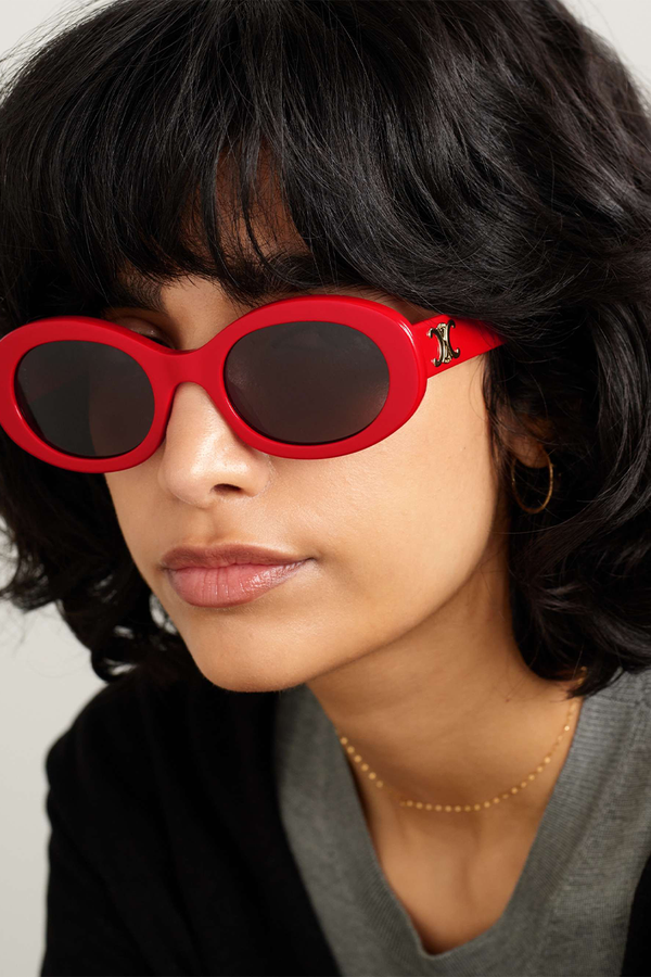  Triomphe Oval-Frame Acetate Sunglasses from Celine Eyewear