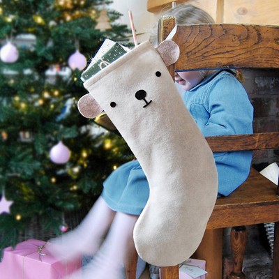 Polar Bear Handmade Felt Christmas Stocking from Clara & Macy