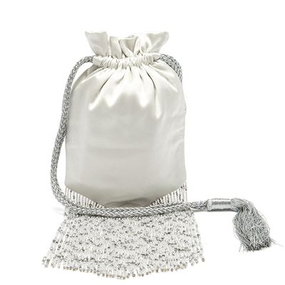 Beaded-fringe Satin Pouch from Galvan