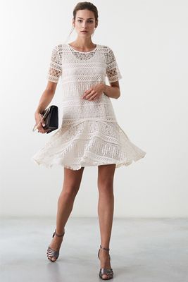 Linda Lace Shift Dress In Off White from Reiss