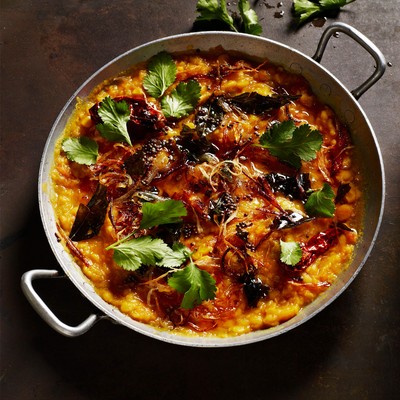 Yellow Dal With Tomato, Turmeric & Fried Kashmiri Chillies