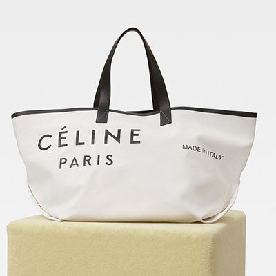 Medium Made In Tote In Textile – White/Black from Céline