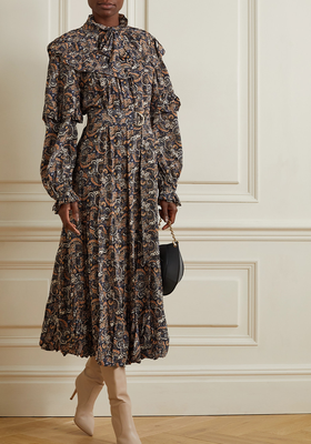 Annalisa Belted Ruffled Floral-Print Silk Midi Dress from Ulla Johnson